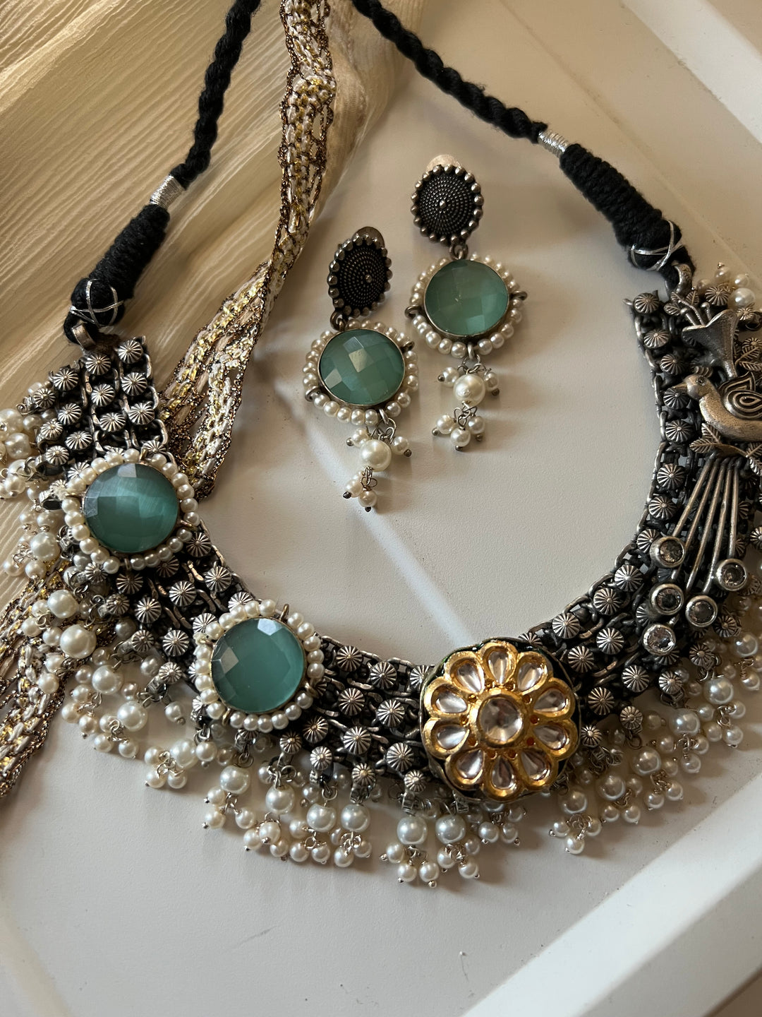 Antique Oxidized Fusion Necklace Set – Timeless Elegance | Brand SHIVKA