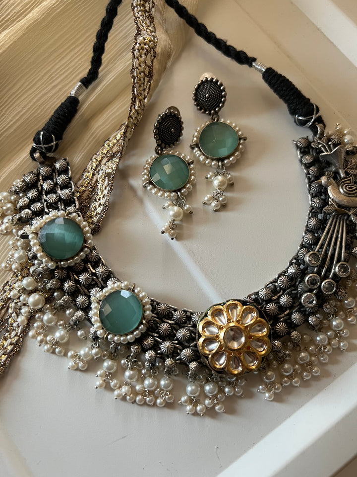 Antique Oxidized Fusion Necklace Set – Timeless Elegance | Brand SHIVKA