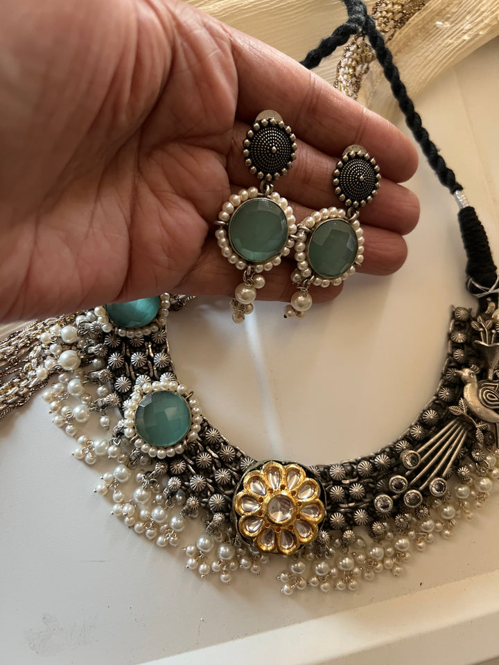Antique Oxidized Fusion Necklace Set – Timeless Elegance | Brand SHIVKA