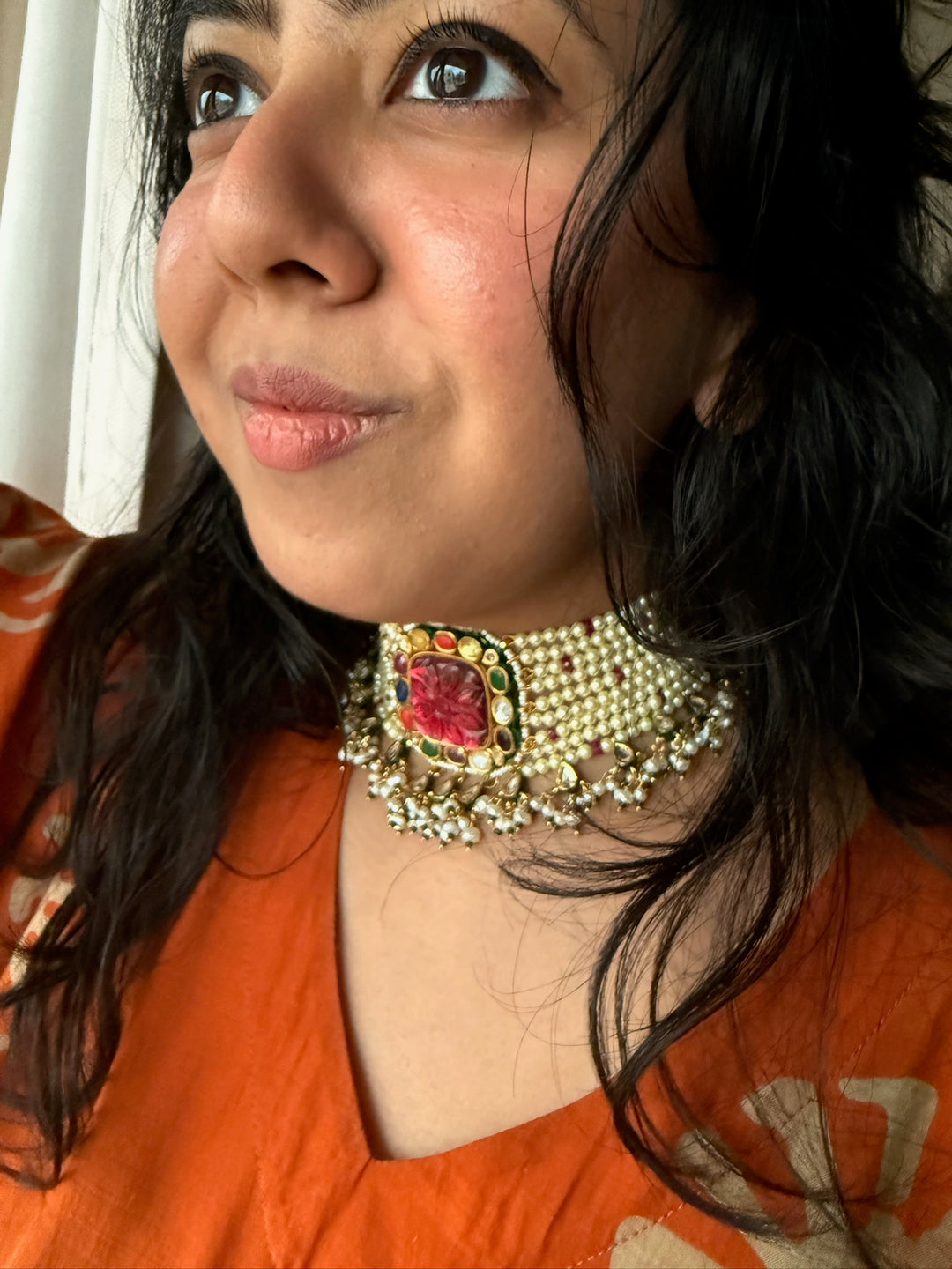 Navratna Pearl Kundan Choker Set – SHIVKA