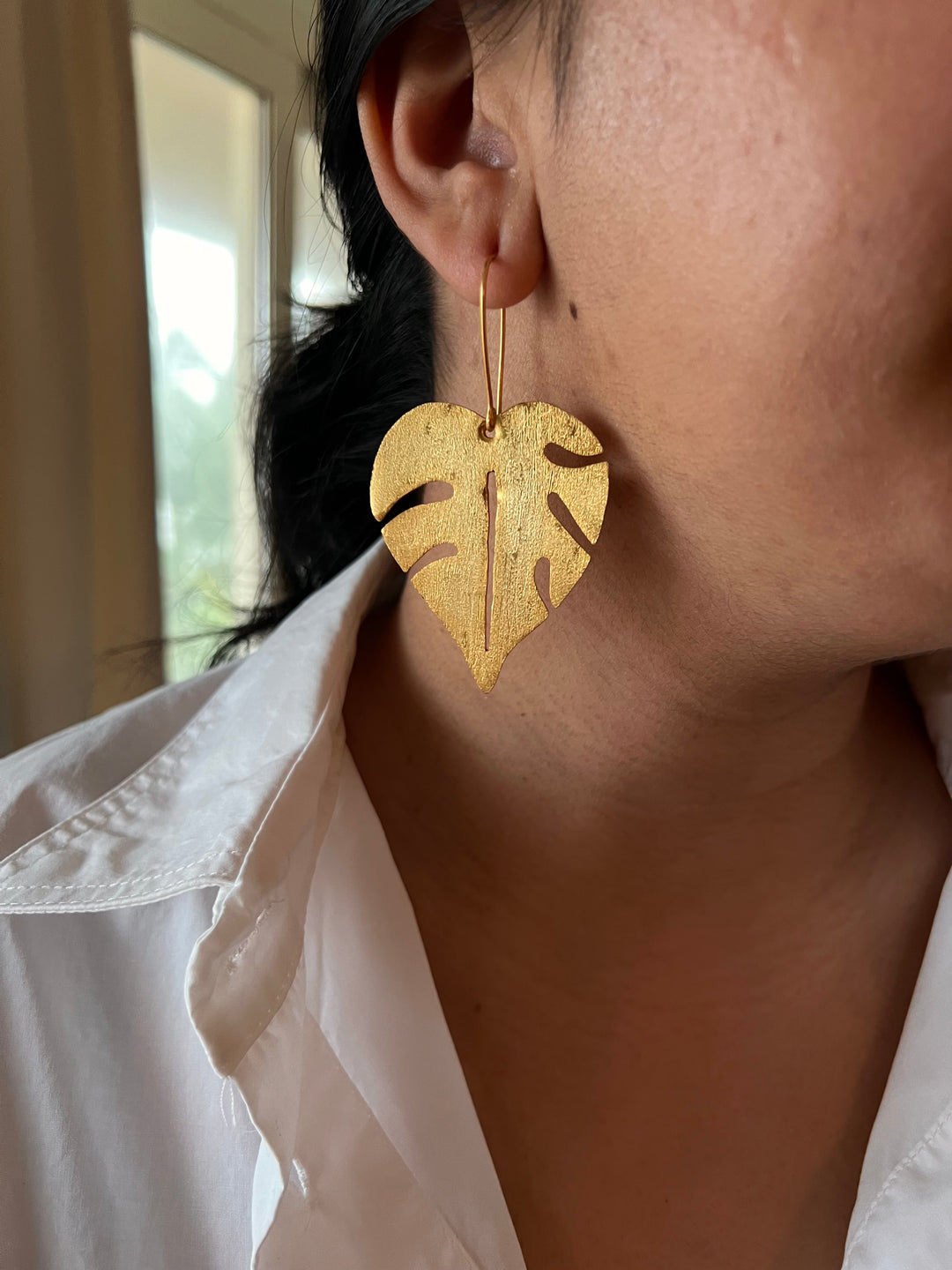 Gold Tone Leaf Danglers