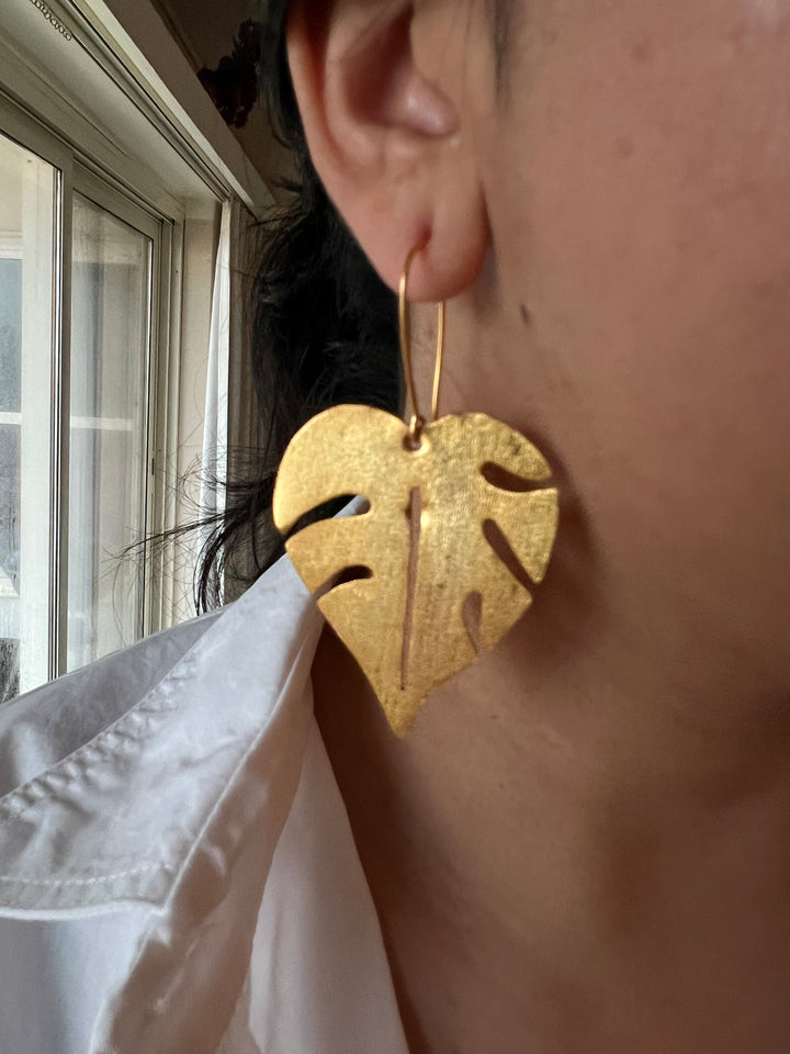 Gold Tone Leaf Danglers