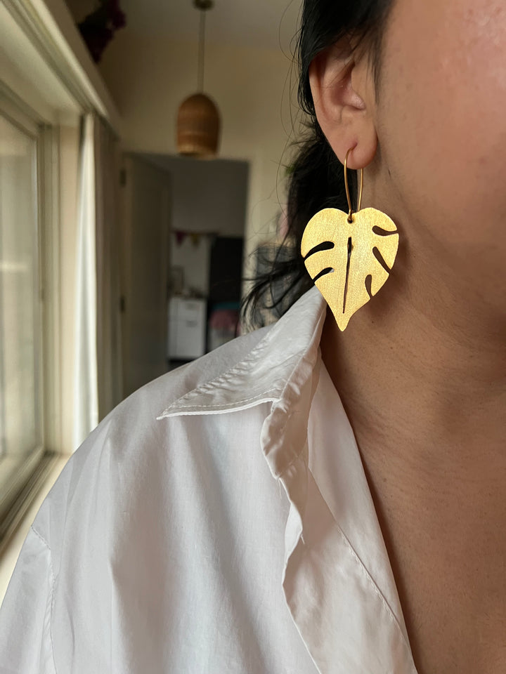 Gold Tone Leaf Danglers