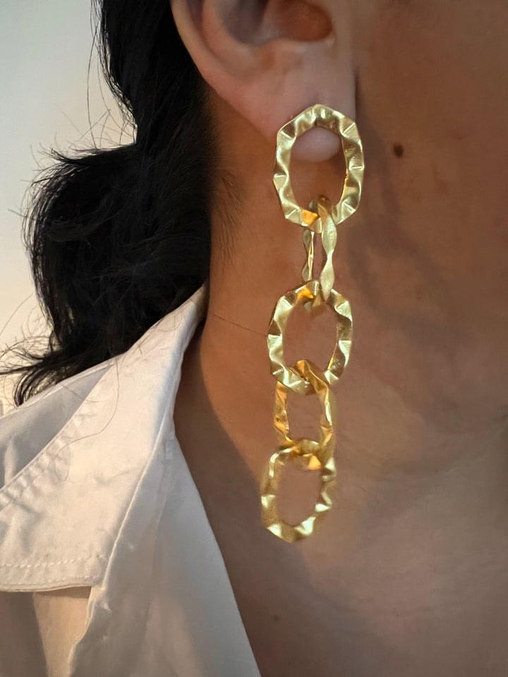 Statement Gold Tone Chain Links Earrings