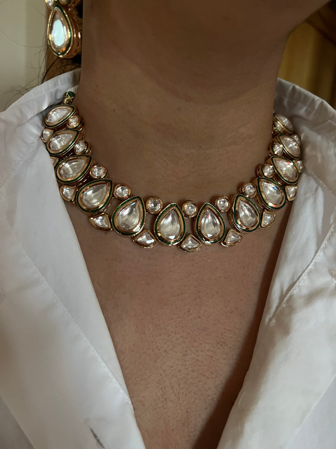 Timeless Kundan Necklace with Statement Earrings