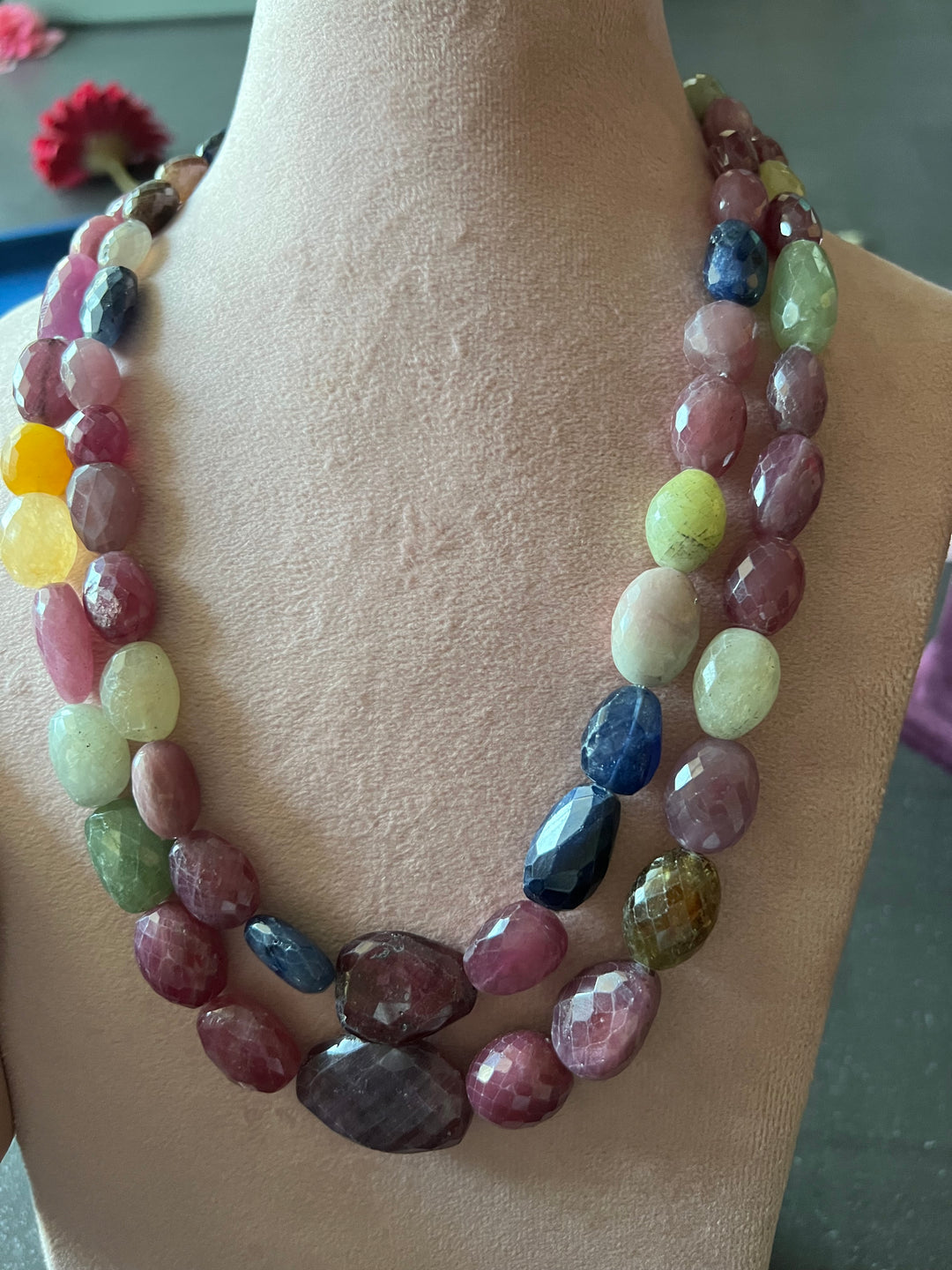 Handcrafted Multicolored Gemstone Necklace: A Tapestry of Elegance