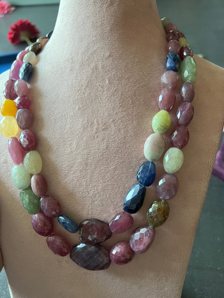 Handcrafted Multicolored Gemstone Necklace: A Tapestry of Elegance