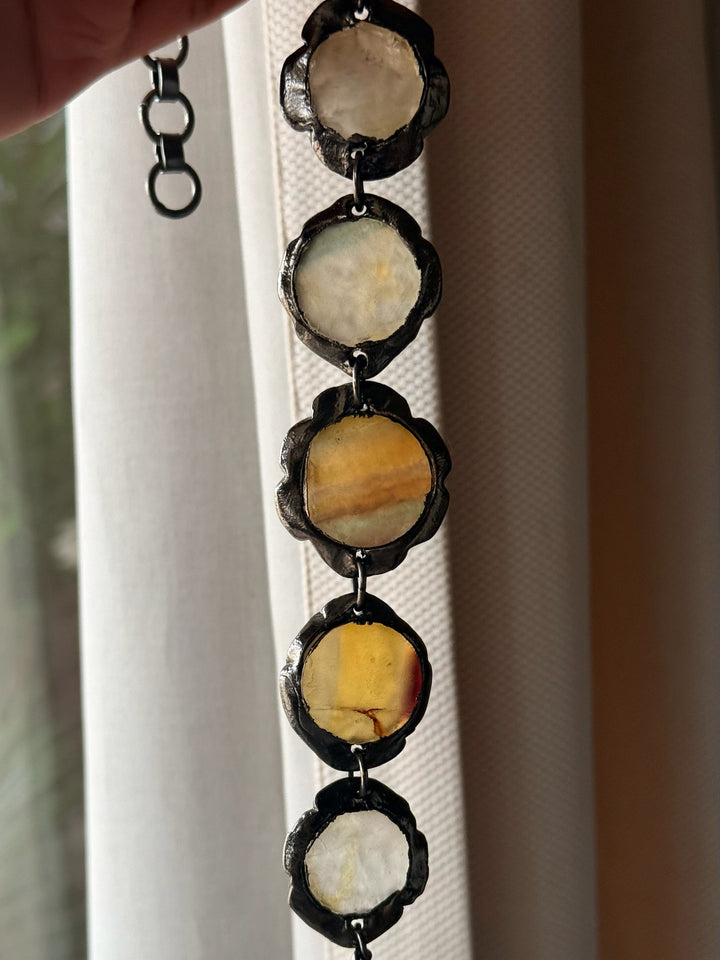 Handmade Necklace with Natural Gemstones | Adjustable Rhodium Polish Short Necklace by SHIVKA