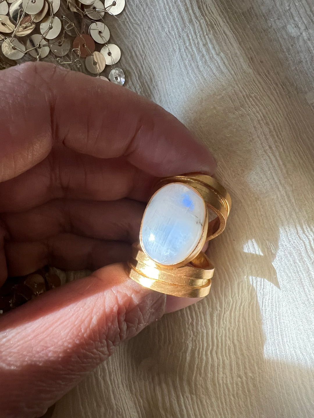 Exclusive Rainbow Moonstone Ring – Elegant & Timeless