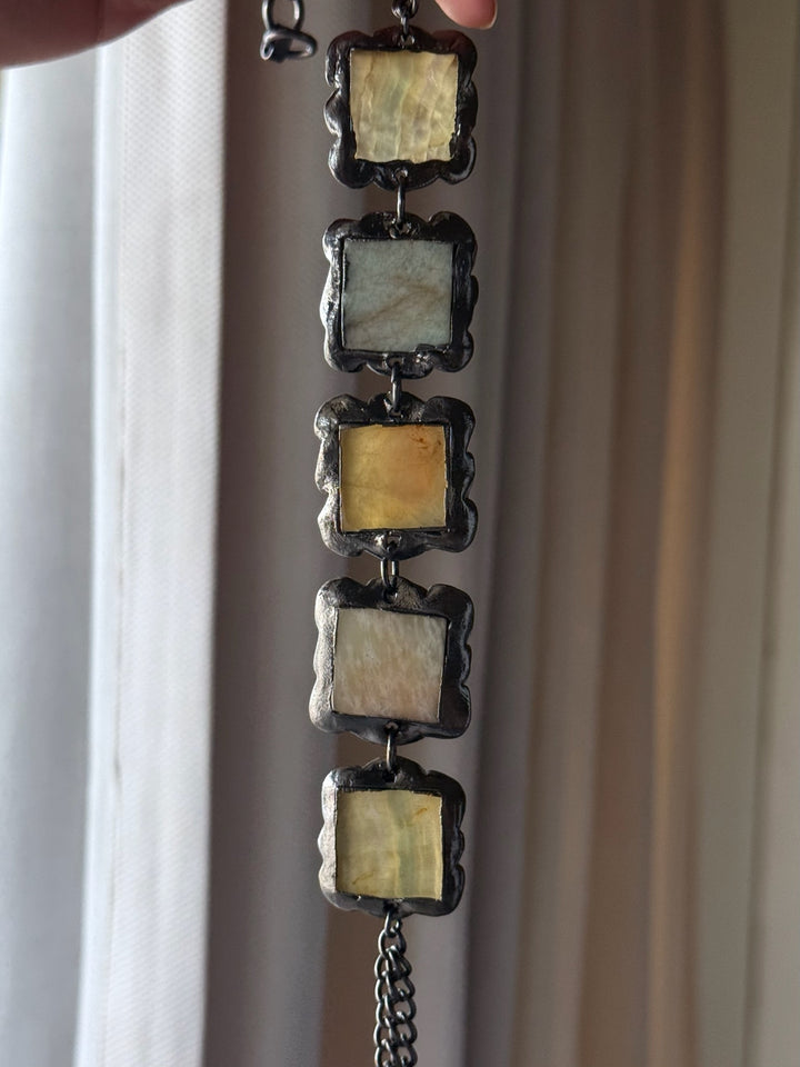 Handmade Necklace with Natural Gemstones | Adjustable Rhodium Polish Short Necklace by SHIVKA