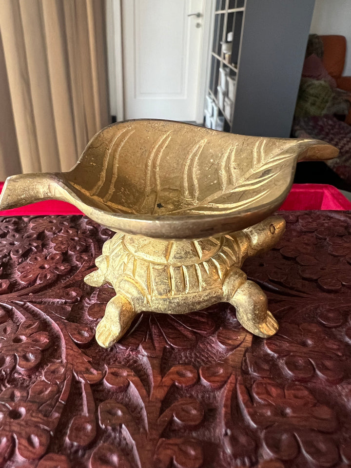 Solid Brass Tortoise Diya - Illuminating Serenity