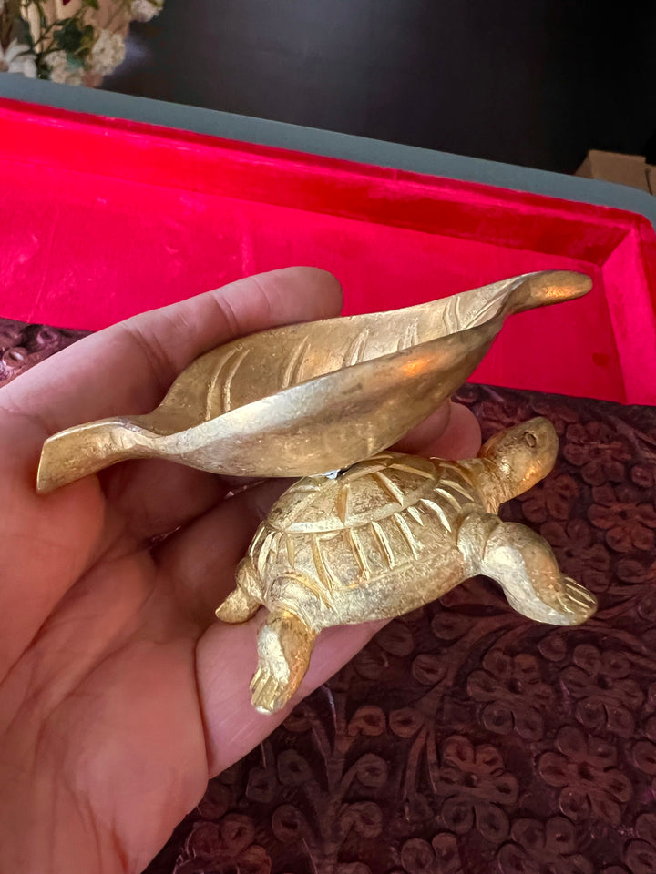Solid Brass Tortoise Diya - Illuminating Serenity