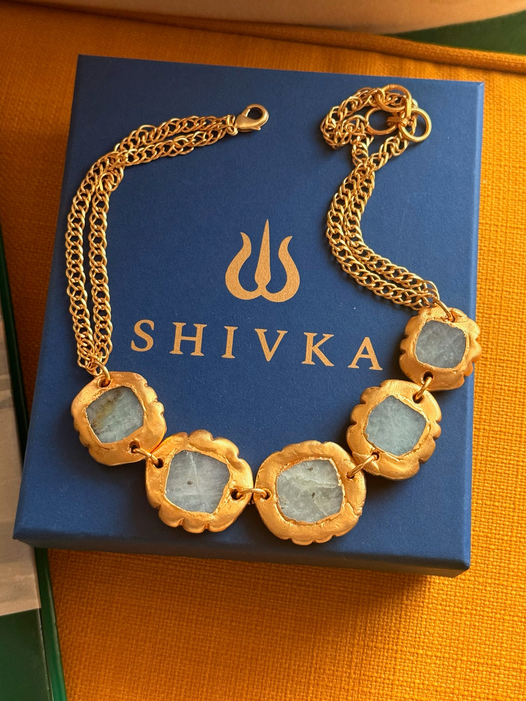 Handmade Necklace with Natural Gemstones | Adjustable Gold Polish Short Necklace by SHIVKA