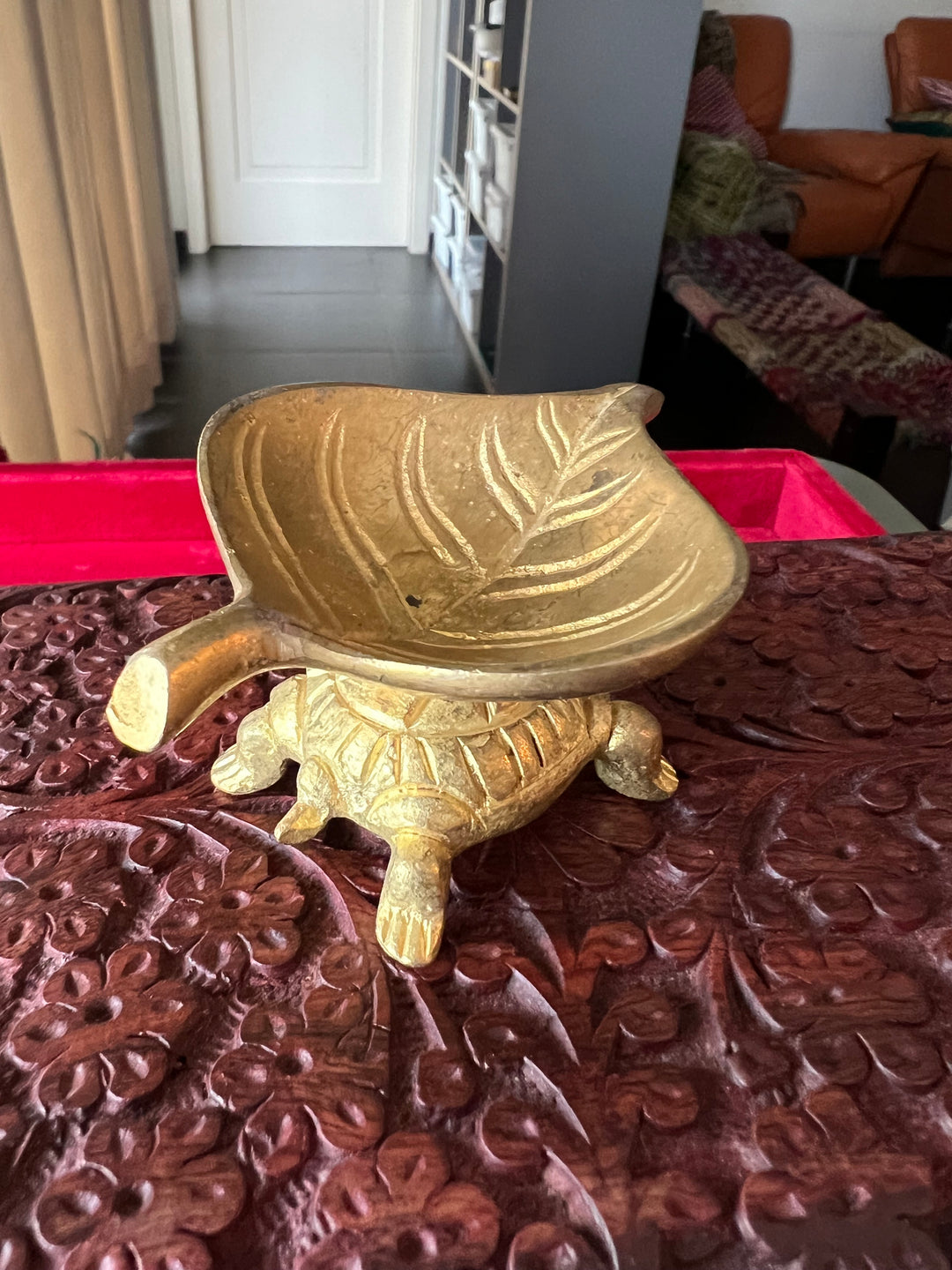 Solid Brass Tortoise Diya - Illuminating Serenity