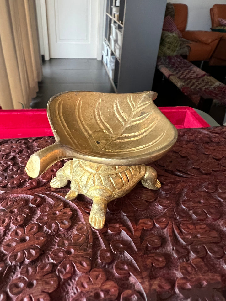 Solid Brass Tortoise Diya - Illuminating Serenity