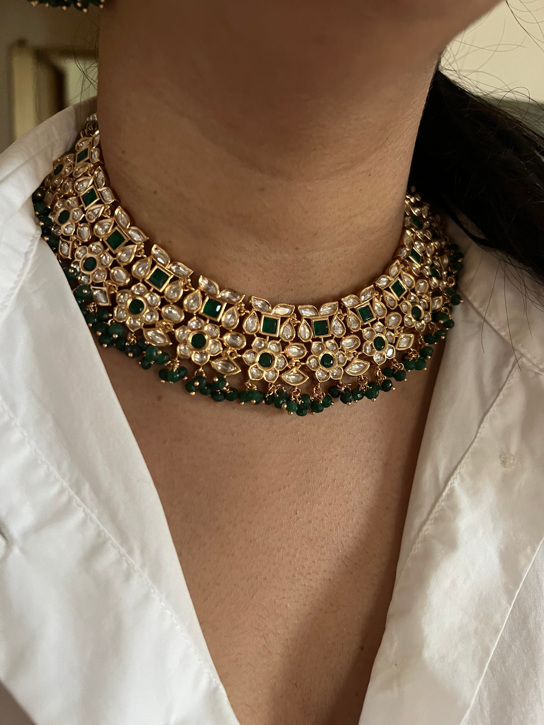 Scintillating Bridal Kundan Necklace with Jhumkas