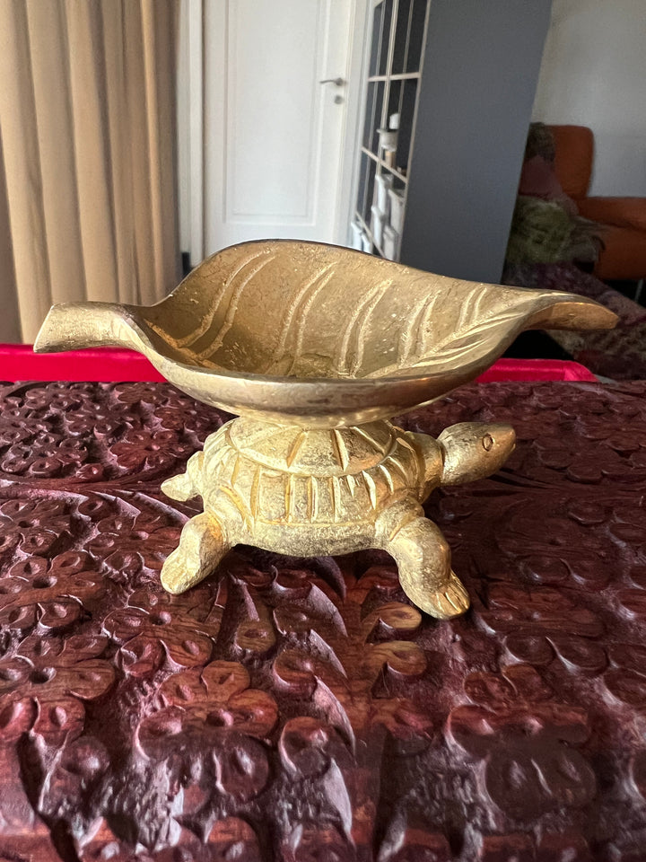 Solid Brass Tortoise Diya - Illuminating Serenity