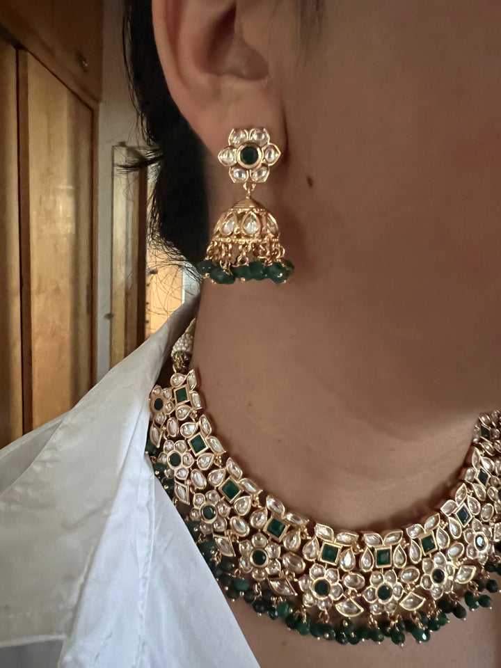Scintillating Bridal Kundan Necklace with Jhumkas
