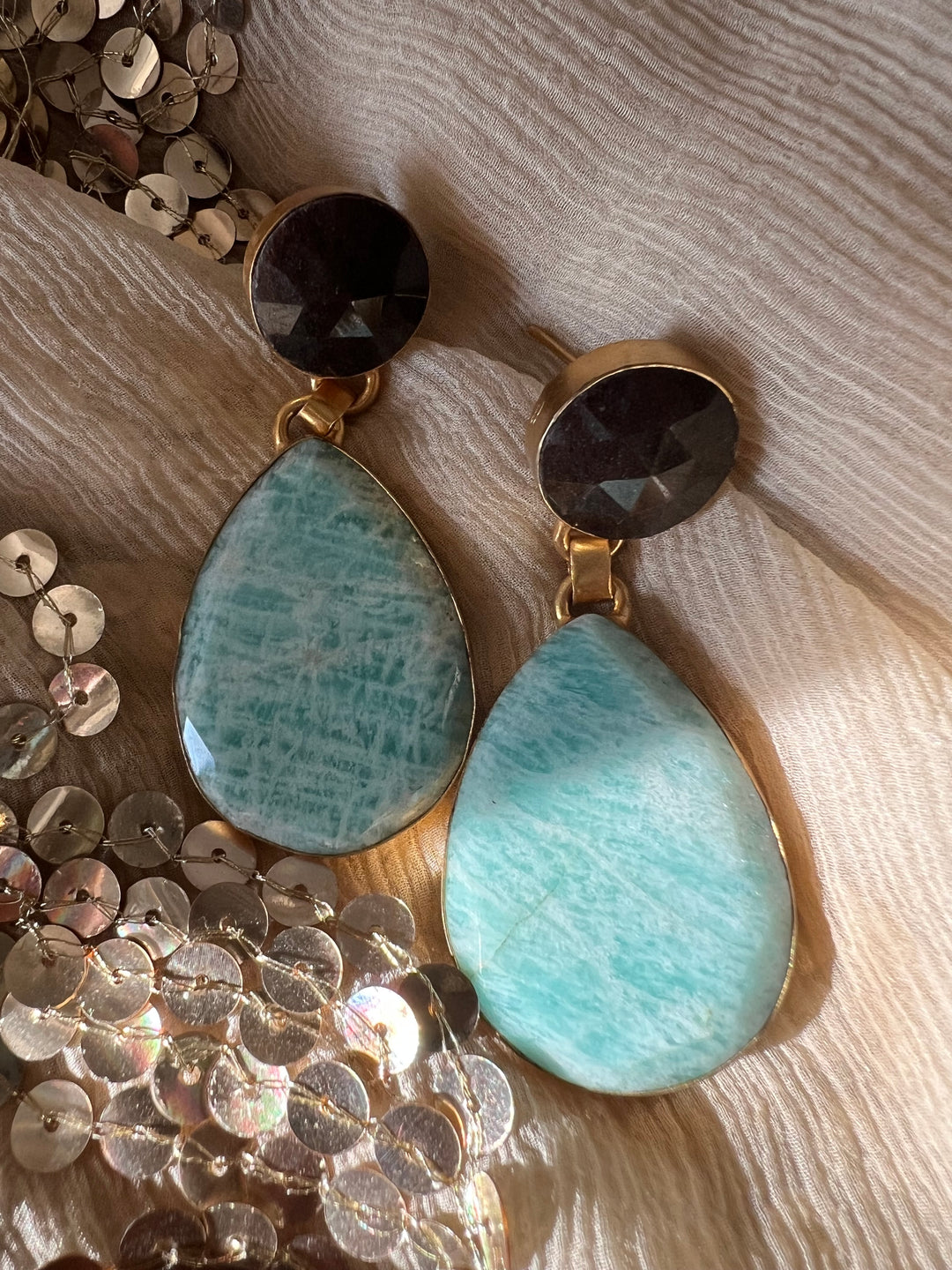 Elegant Natural Amazonite Earrings – Handmade Luxury