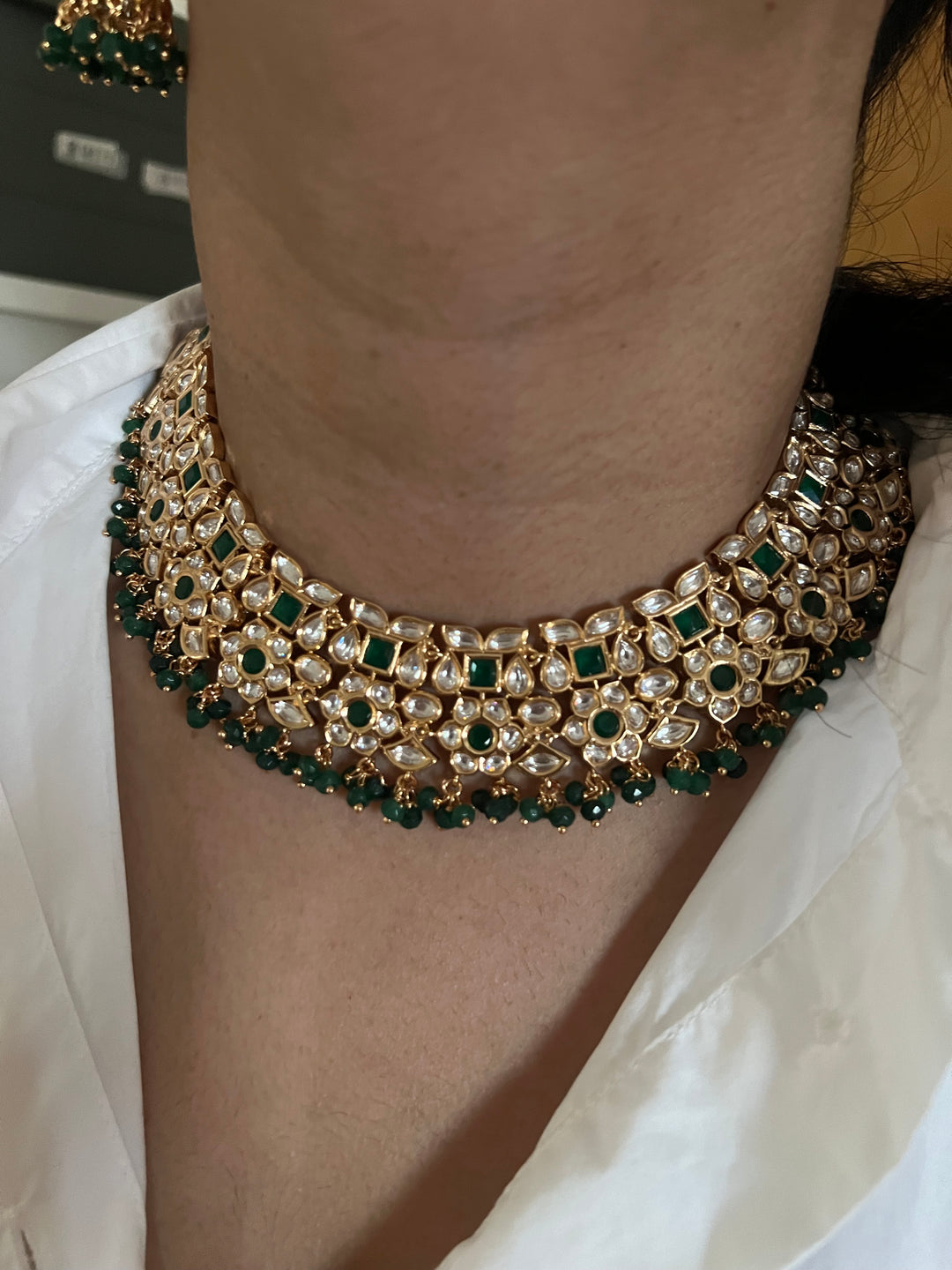 Scintillating Bridal Kundan Necklace with Jhumkas