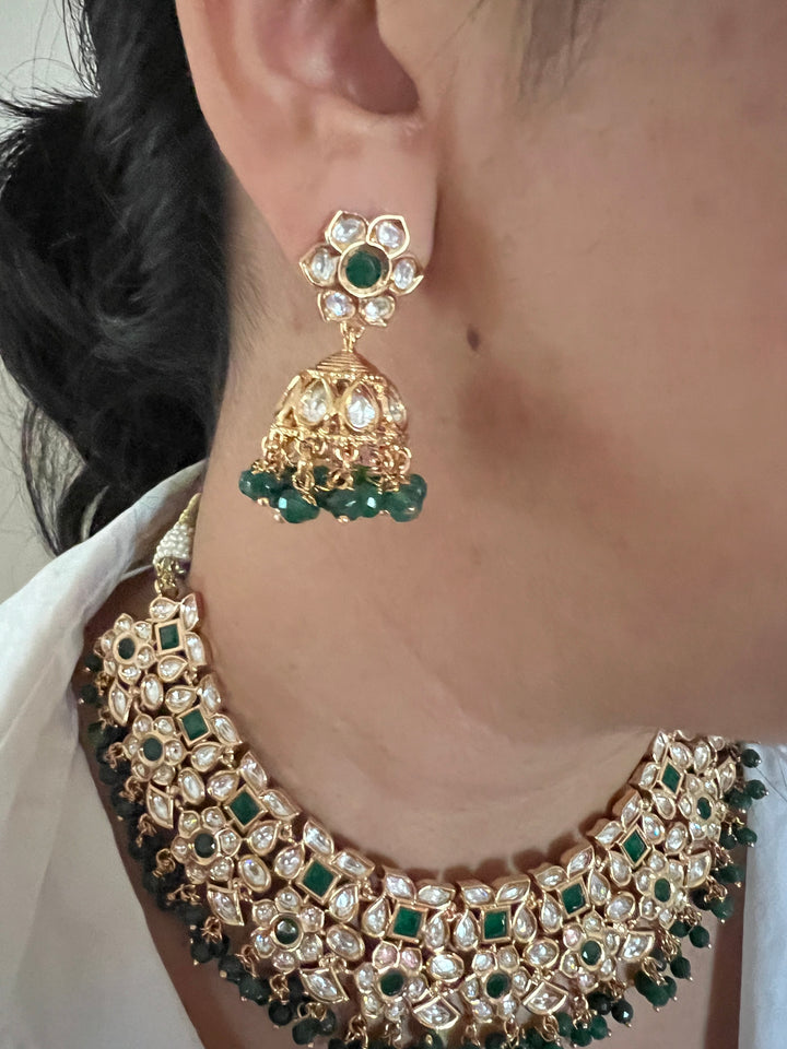 Scintillating Bridal Kundan Necklace with Jhumkas