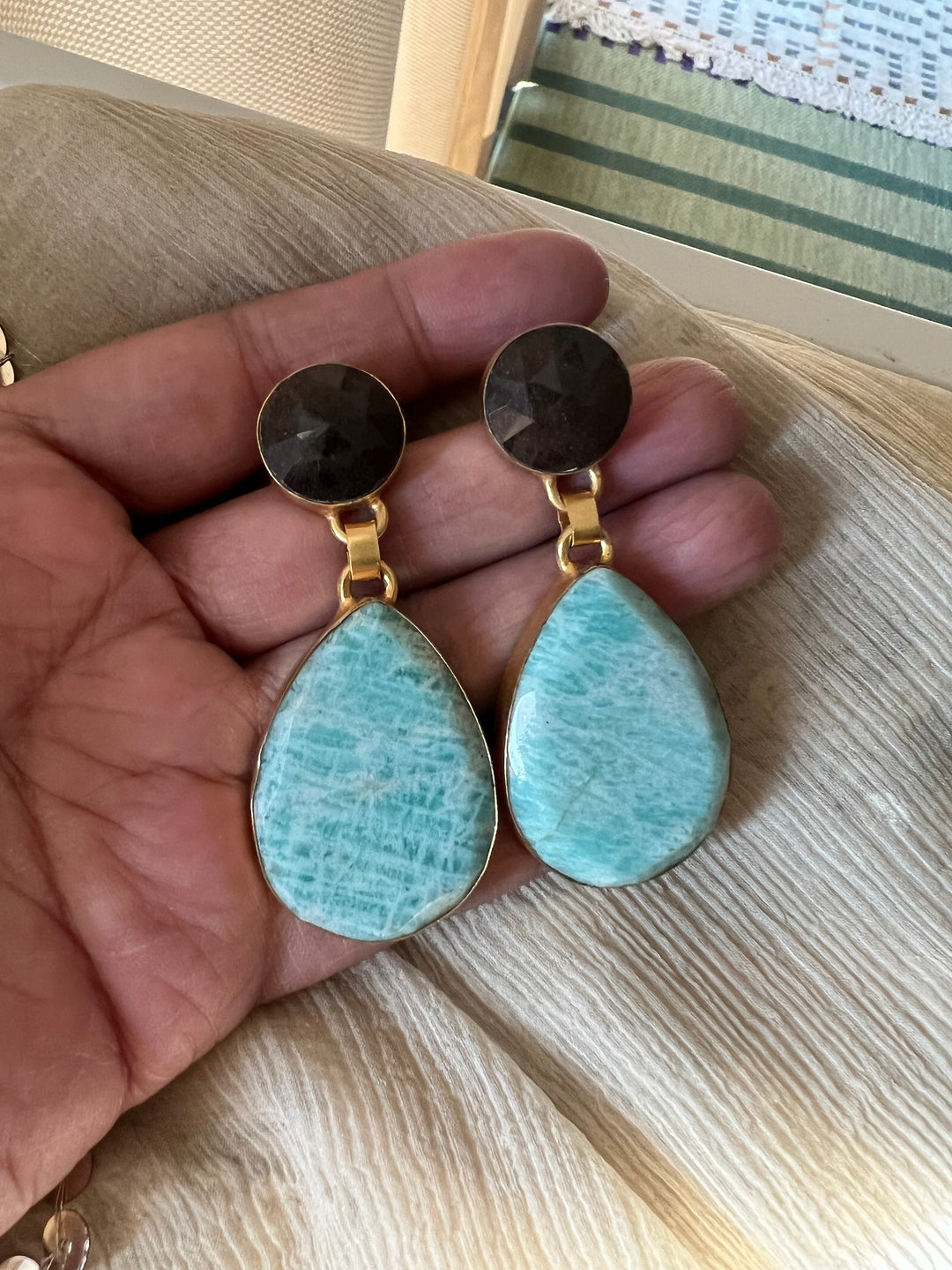 Elegant Natural Amazonite Earrings – Handmade Luxury