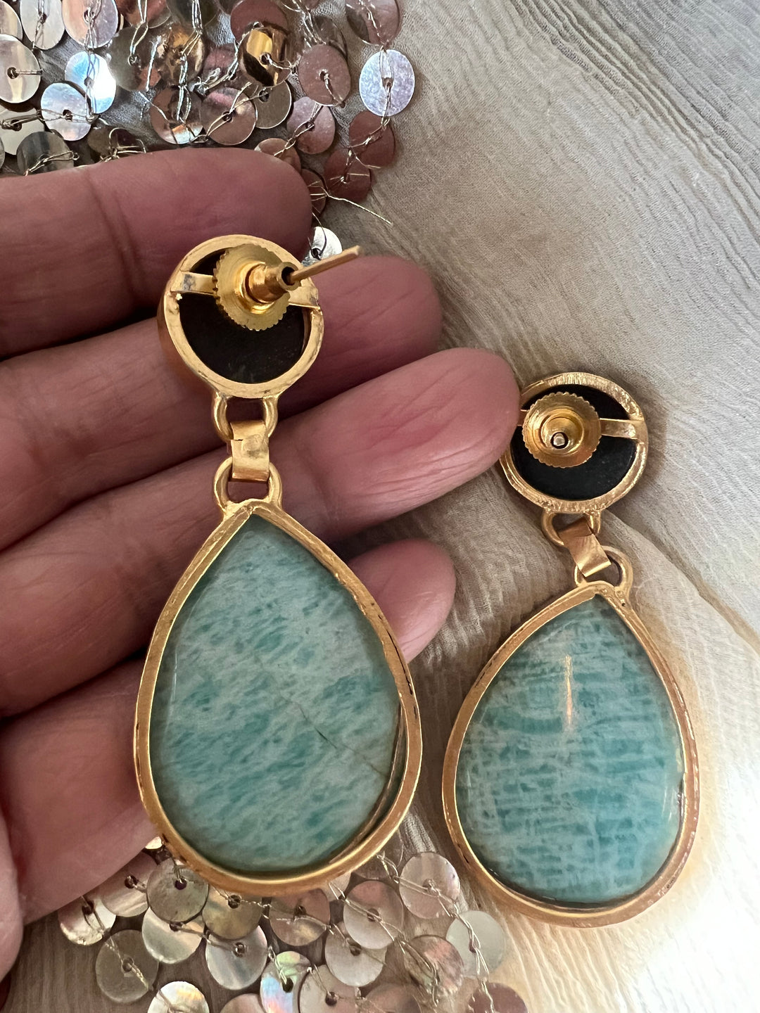 Elegant Natural Amazonite Earrings – Handmade Luxury