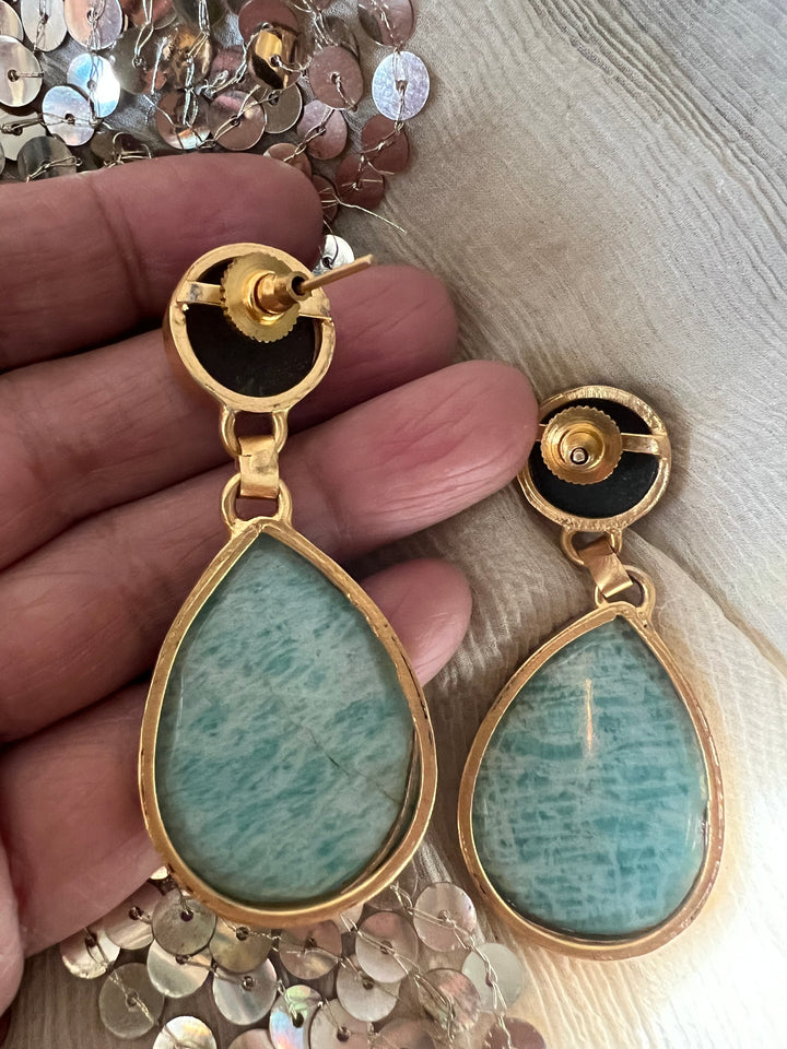 Elegant Natural Amazonite Earrings – Handmade Luxury