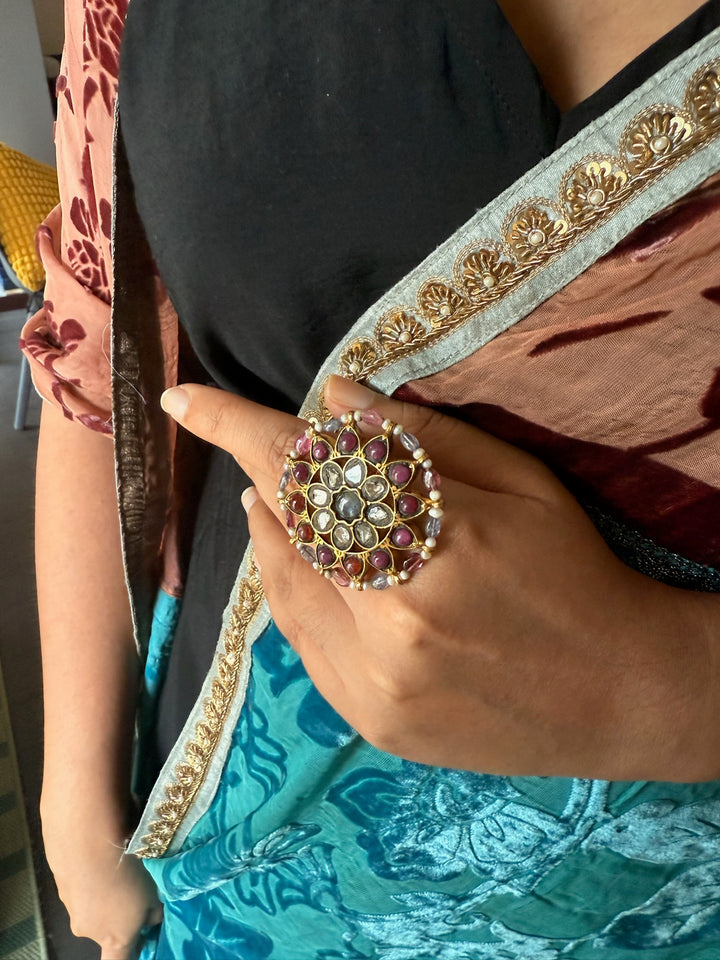 Victorian 925 Silver Kundan Ring | SHIVKA