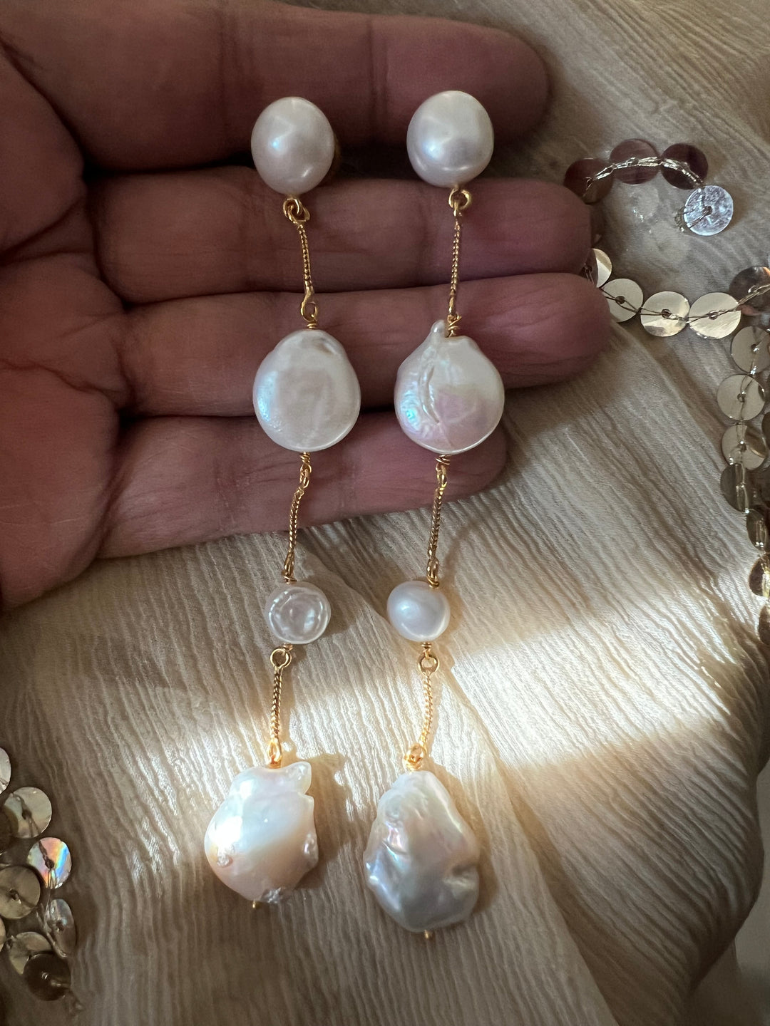 Elegant Natural Pearl Dangler Earrings – Timeless Beauty