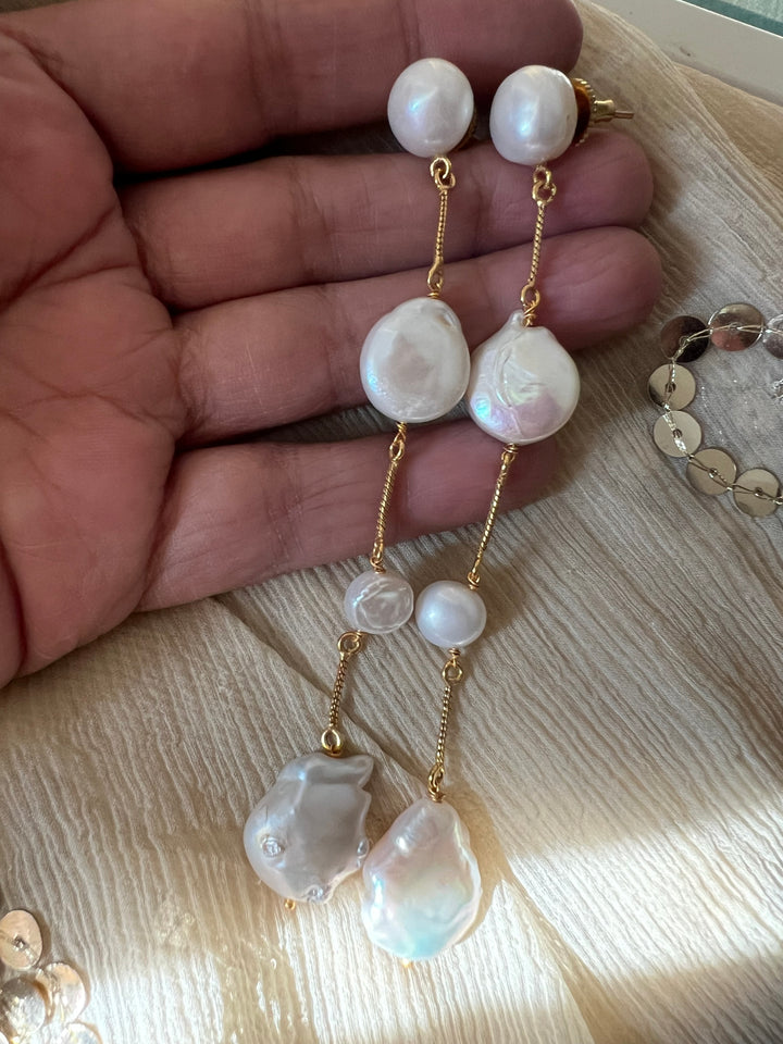 Elegant Natural Pearl Dangler Earrings – Timeless Beauty