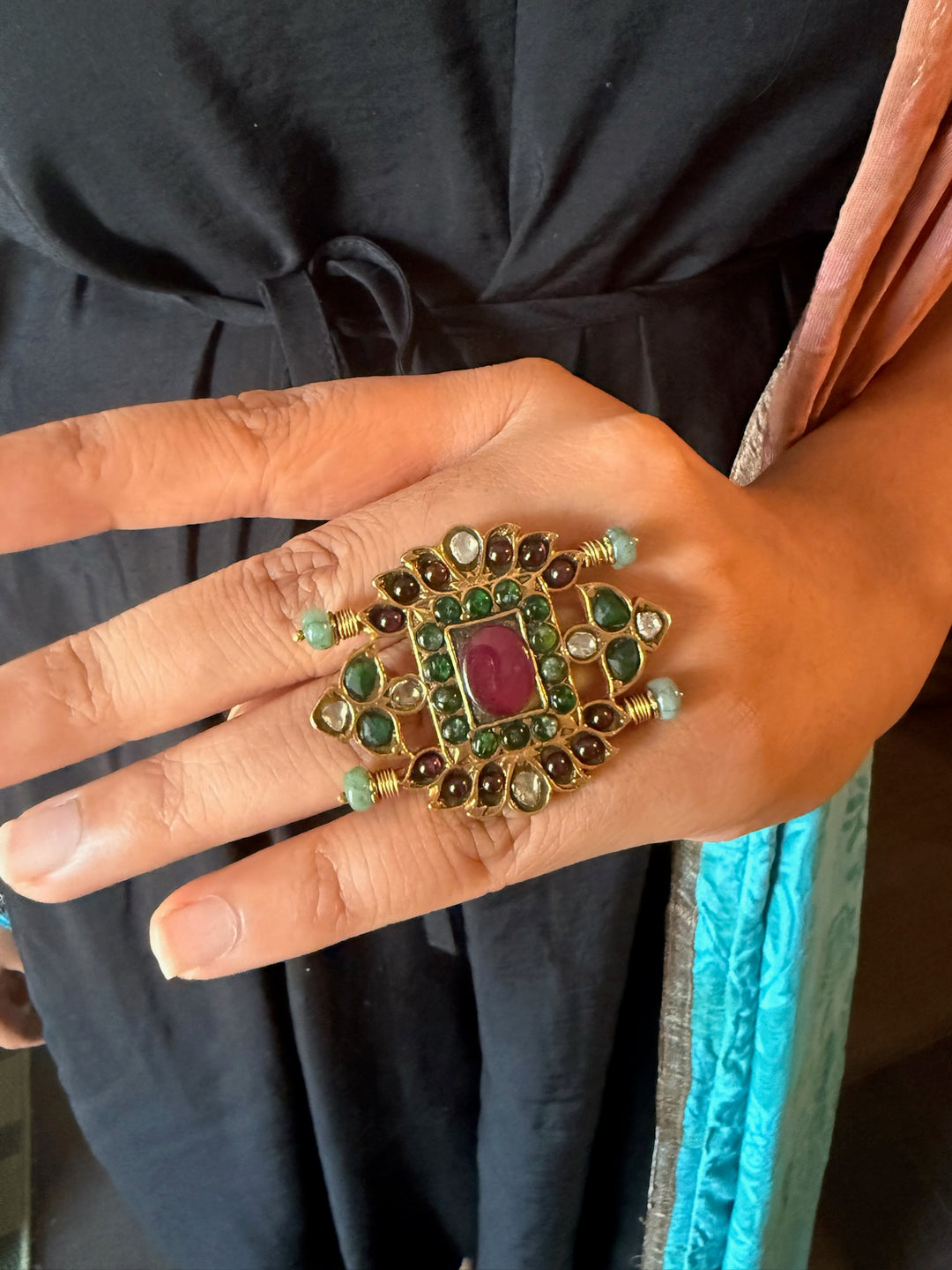 Handmade Victorian 925 Silver Kundan Ring | SHIVKA