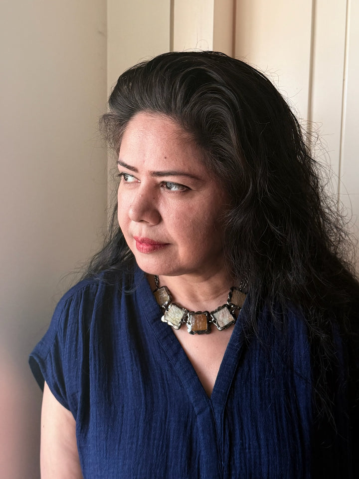 Handmade Necklace with Natural Gemstones | Adjustable Rhodium Polish Short Necklace by SHIVKA