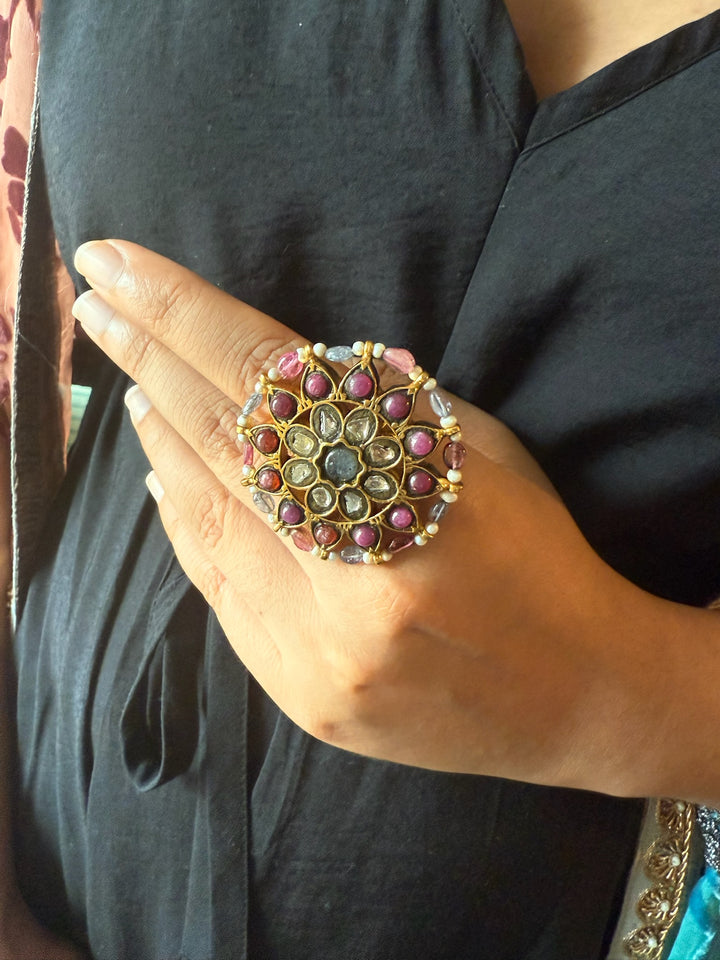 Victorian 925 Silver Kundan Ring | SHIVKA