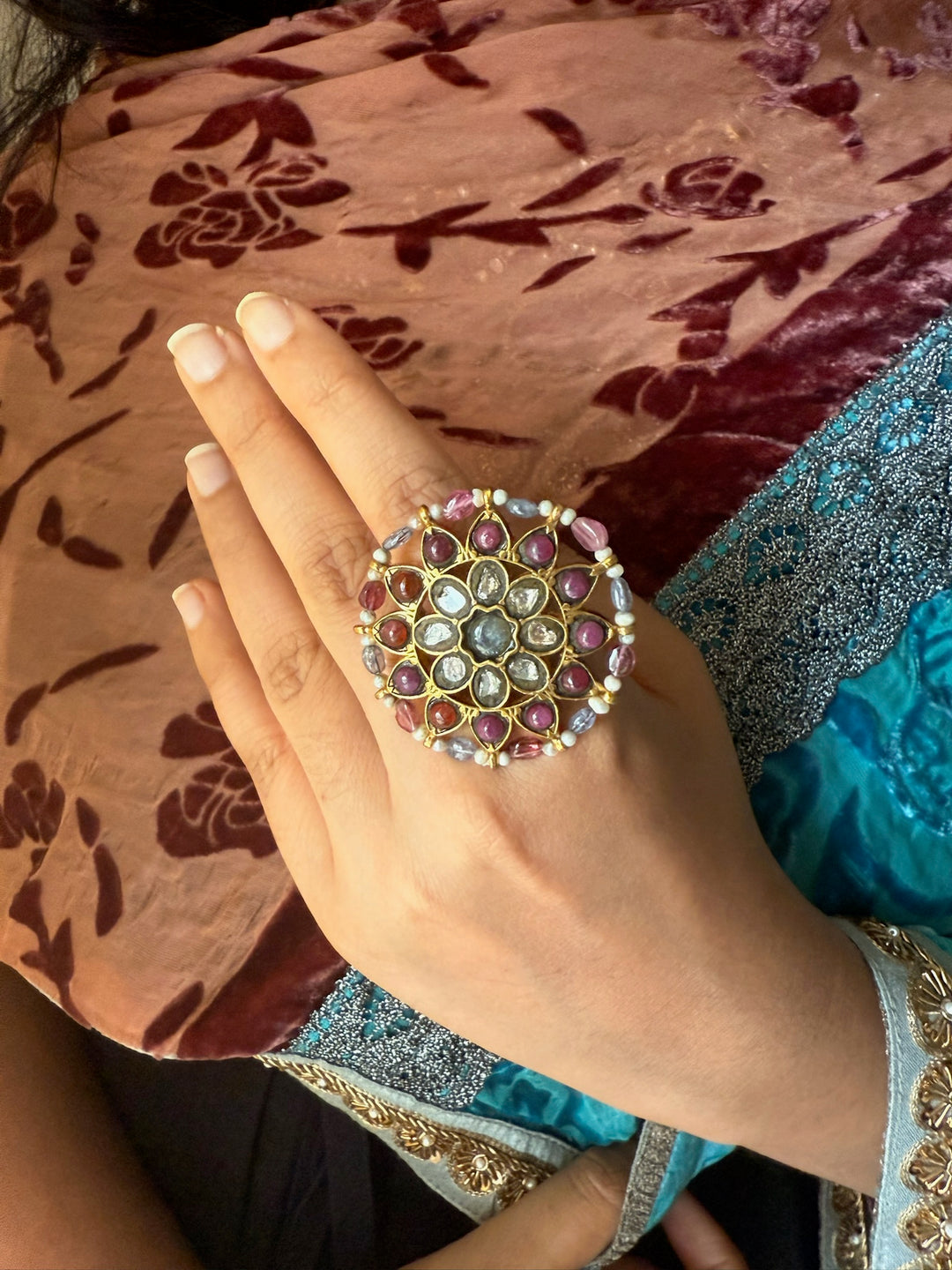 Victorian 925 Silver Kundan Ring | SHIVKA