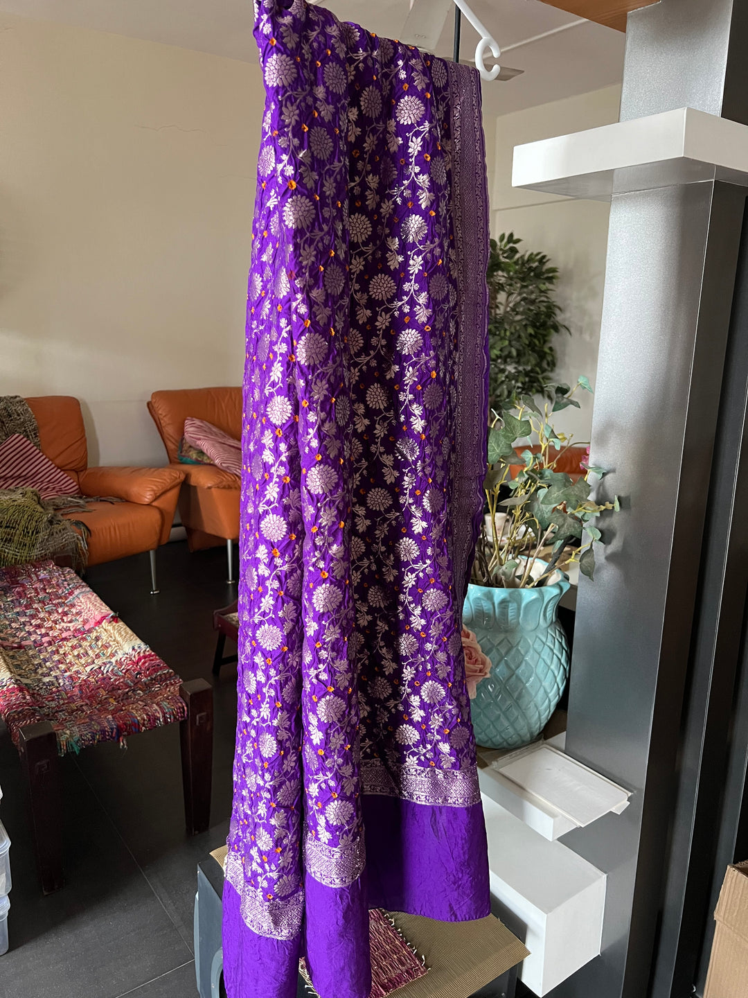 Elegant Purple Pure Silk Dupatta - Luxurious Drapes for Every Occasion