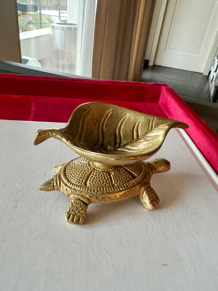 Solid Brass Tortoise Diya - Illuminating Serenity