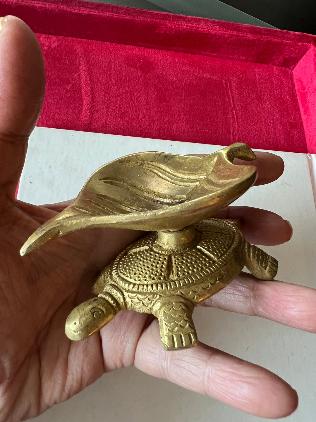 Solid Brass Tortoise Diya - Illuminating Serenity
