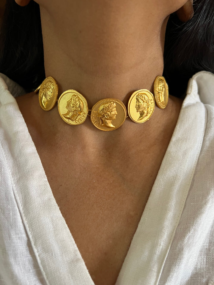 Statement Caeser Gold Tone Necklace