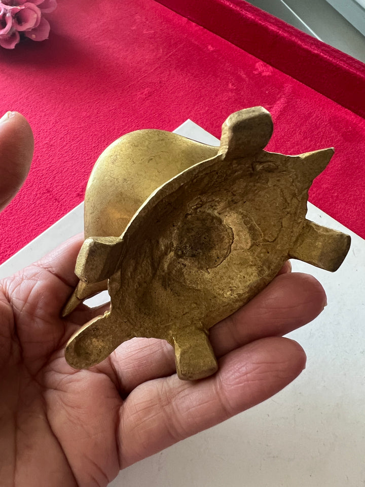 Solid Brass Tortoise Diya - Illuminating Serenity