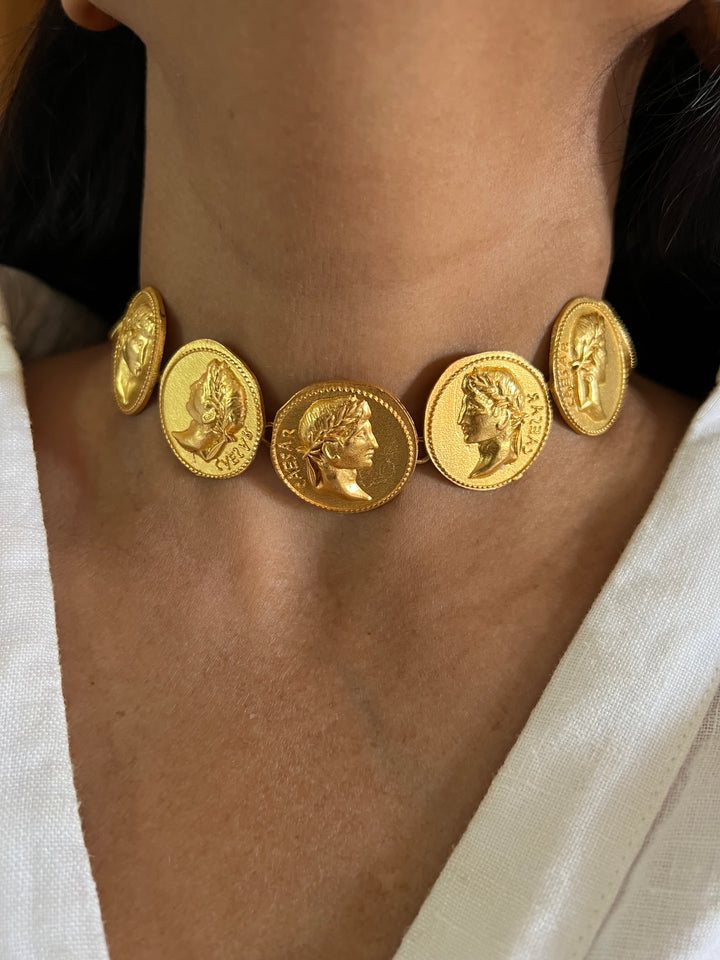 Statement Caeser Gold Tone Necklace