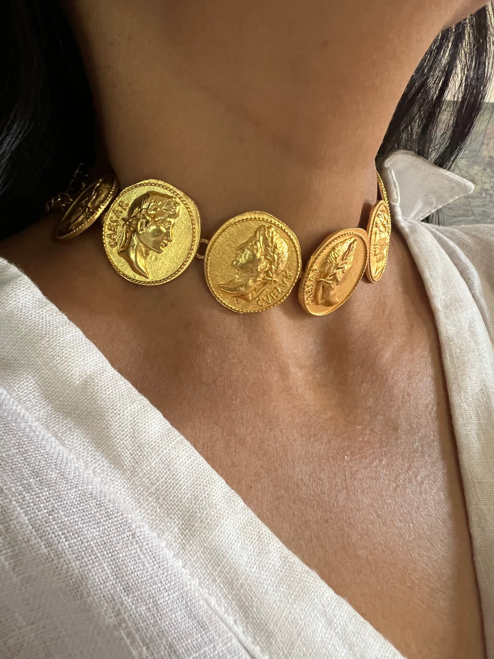 Statement Caeser Gold Tone Necklace