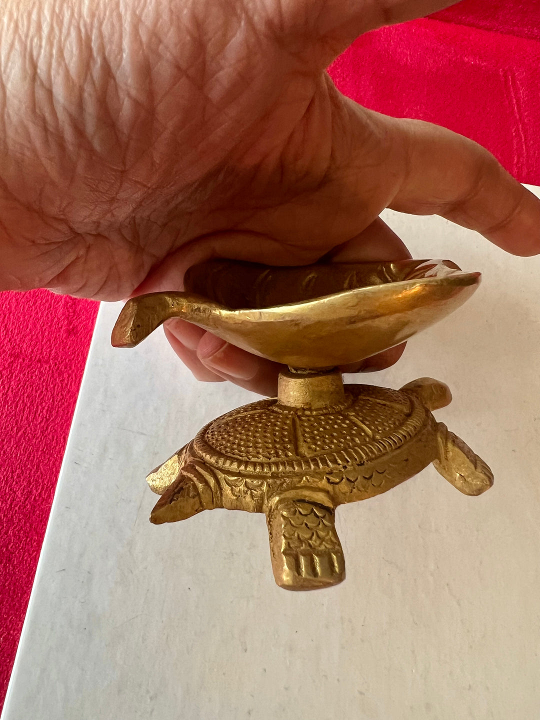 Solid Brass Tortoise Diya - Illuminating Serenity