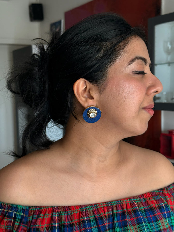 Fusion Kundan Silver Earrings | SHIVKA