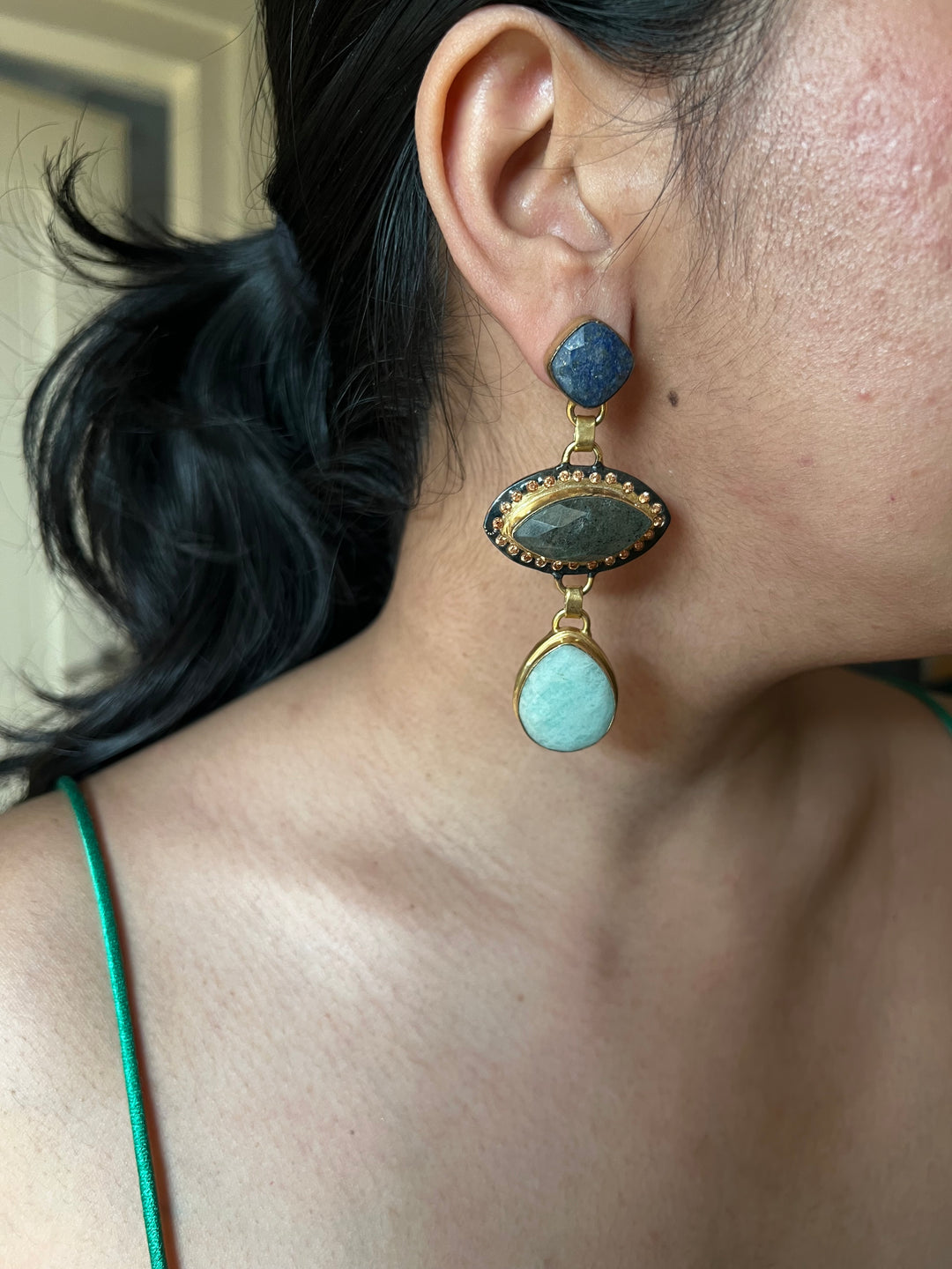 Elegant Natural Amazonite Earrings – Handmade Luxury