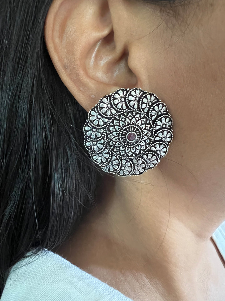 Beautiful Floral Disc Studs