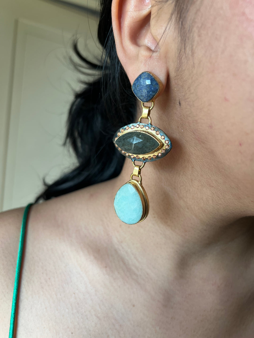 Elegant Natural Amazonite Earrings – Handmade Luxury