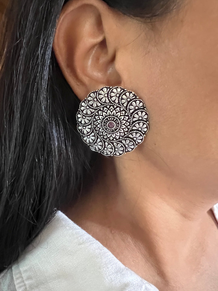 Beautiful Floral Disc Studs