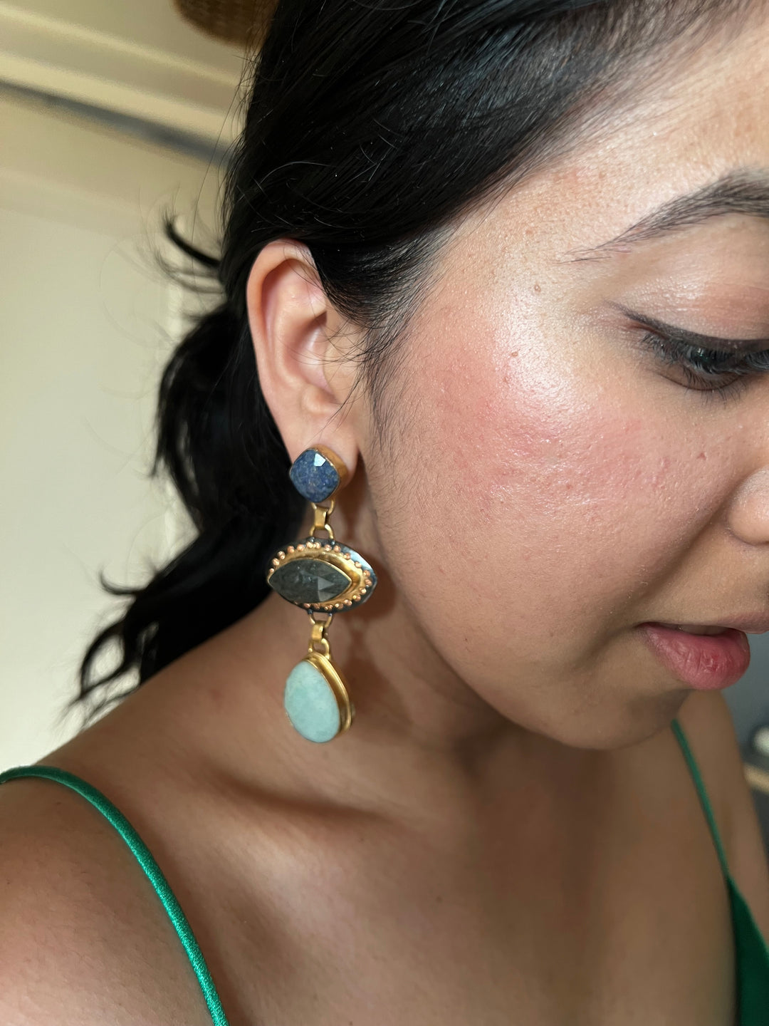 Elegant Natural Amazonite Earrings – Handmade Luxury