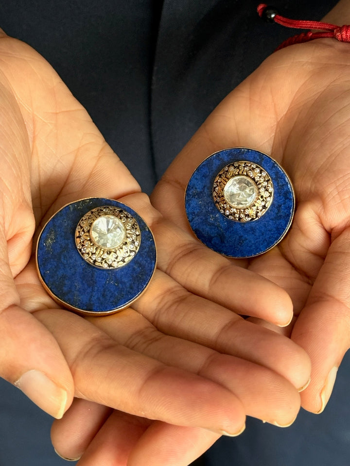 Fusion Kundan Silver Earrings | SHIVKA